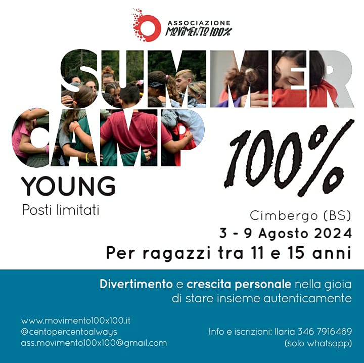 Summer camp YOUNG Locandina 2024 Associazione Movimento 100%